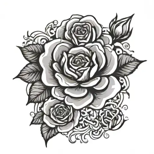 Simple Cancer Symbol Surrounded By Simple Rose Flowers