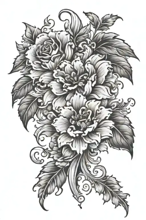 Masculine Grayscale Floral Tattoo Feature Tribel Sleeve
