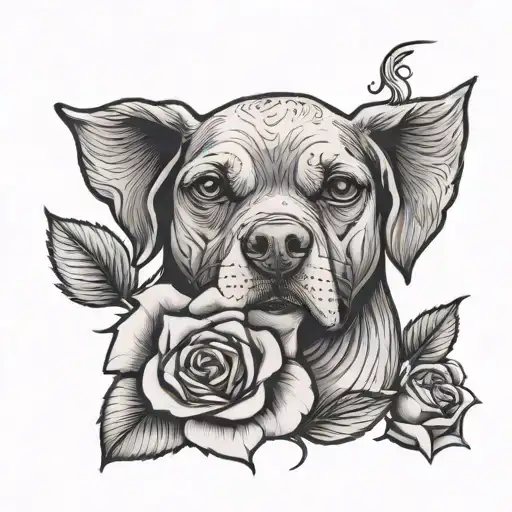 Dog With Rose