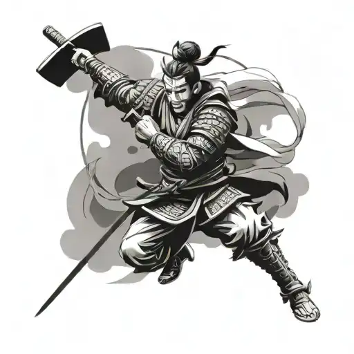 Samurai Standing Side Modern On Forearm