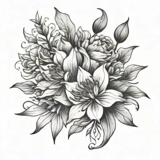 Lily And Peony Flower Intertwined