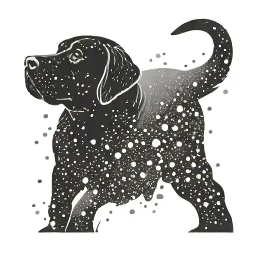 Black Lab Dog Silhouette In Snow