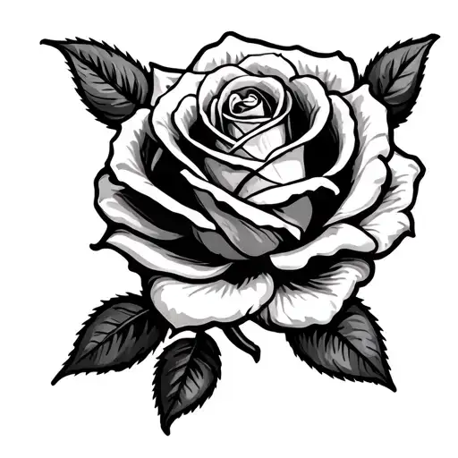 Old School Rose For The Knee Design