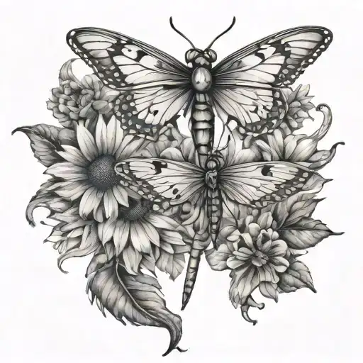 2 Frogs 2 Sunflowers Dragon Fly And Butterfly