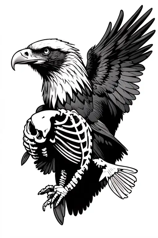 Eagle Holding Trout Skeleton