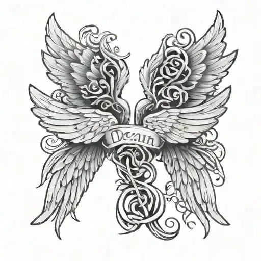 Small Angel Wings With Dean Written In The Middle