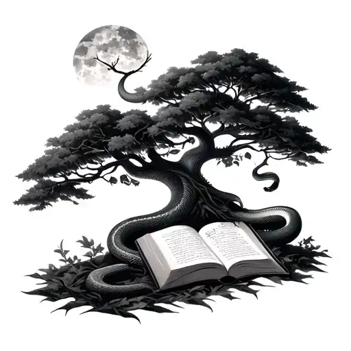 Tree With A Snake And A Book