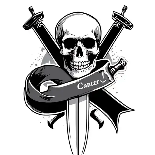 Fuck Cancer With A Skull As The U And A Ribbon With A Dagger