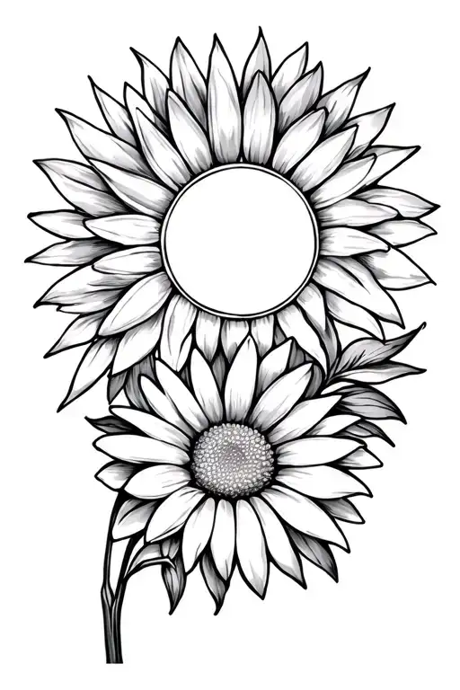 Sun And Daisy Outline