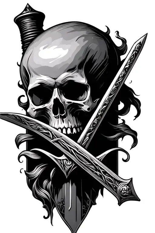 Skull And Knife Or Sword