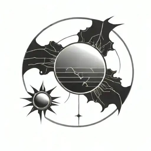 Minimalist Cyberpunk Style Tattoo Of The Sun