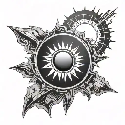 Hyper Minimalist Cyberpunk Style Tattoo Of The Sun