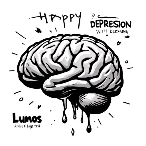 A Bleeding Brain With Anxiety Happy Depression With A Word Saying Lumos And There Is Light Around It