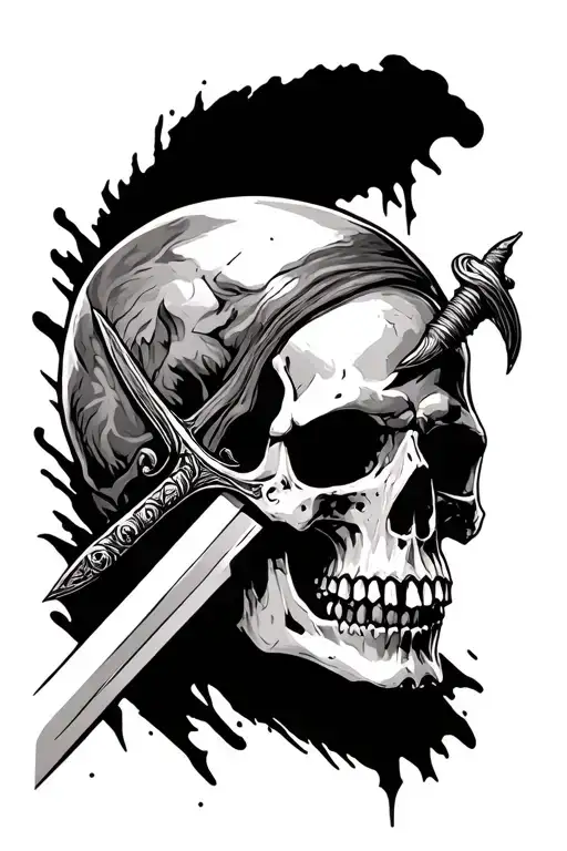 Sword Going Through A Skull