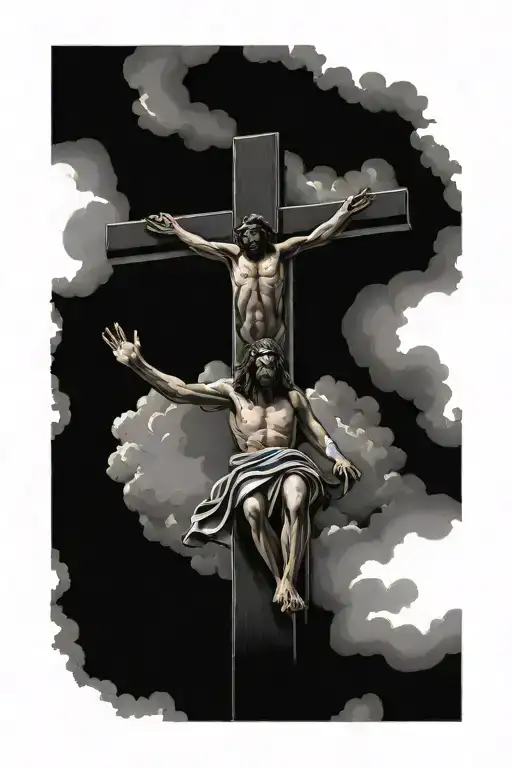 Jesus On The Cross With Clouds Surrounding