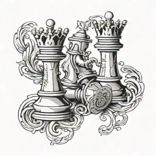 King And Queen Chess Pieces With 4 Pawns Surrounded And Words By Your Side