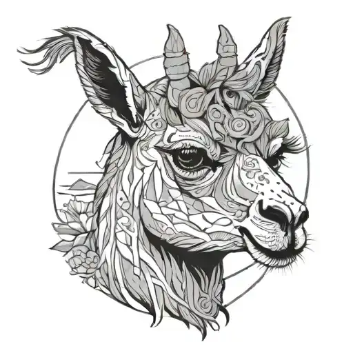 Lama Single Line Art