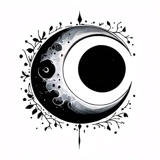 Crescent Moon Next To An Eclipse