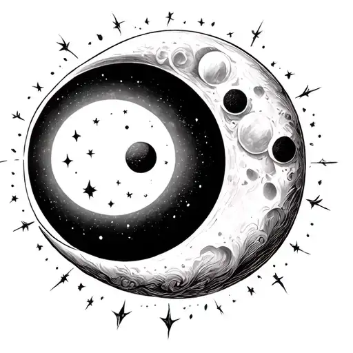 Crescent Moon Next To An Eclipse With Moonshine