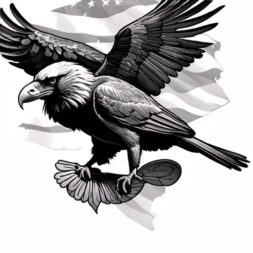 American Flag Bald Eagle And Cardinal