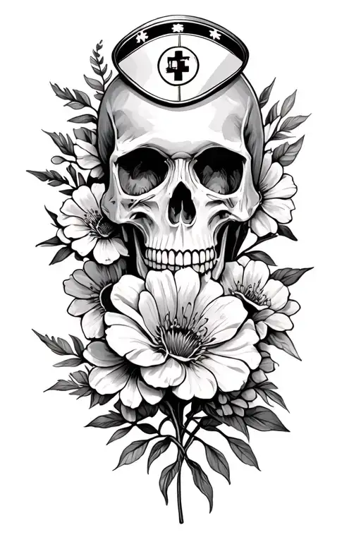 Nurse Skull Flowers
