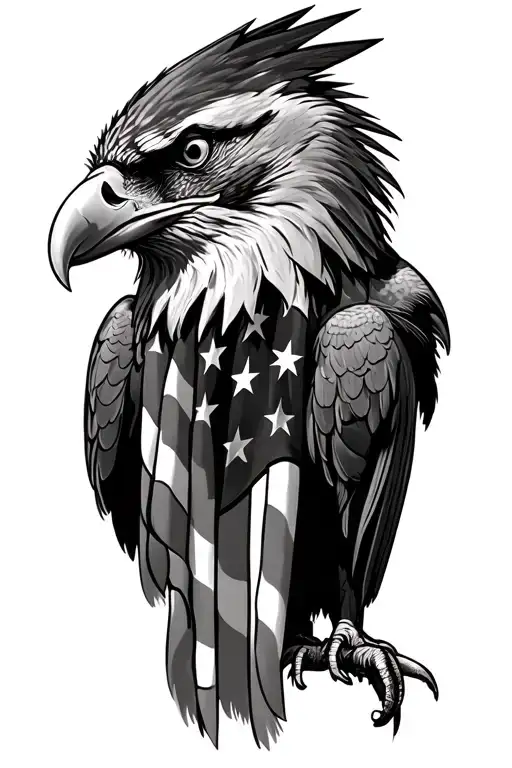 Bald Eagle Cardinal And American Flag