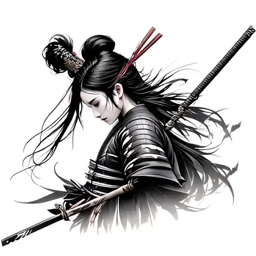 Samurai Woman Outline