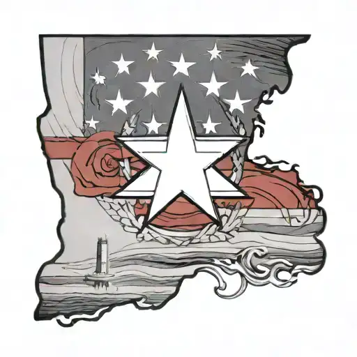 Chicago Flag With Tennesee Flag Intertwined