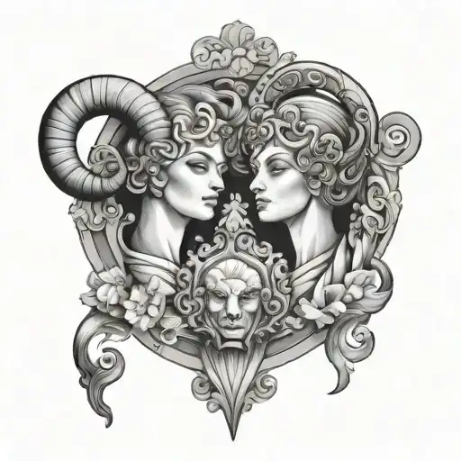 Two Gemini Synbols With Aries