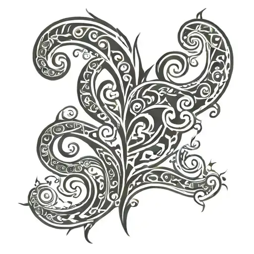 Black Tribal Swirls Hearts