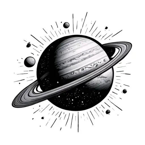 Black And White Image Of A Solar System With A Meteor Shower On A Arm