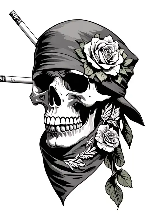Skull Roses Bandanna Cigarette