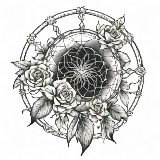 Flowers Dream Catcher Entangled In A Beautiful