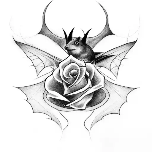 A Tattoo That Has A Rose And A Bat And Is About Loyalty