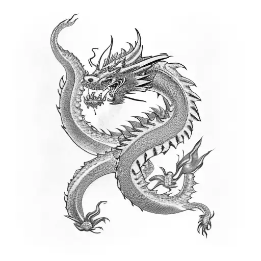 Dragon Flame With Samurai