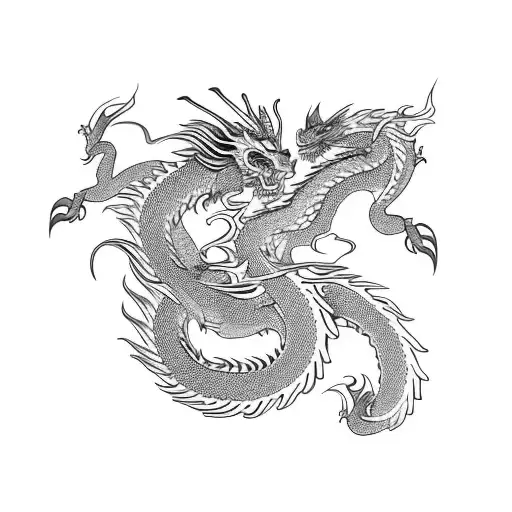 Dragon Flame With Samurai