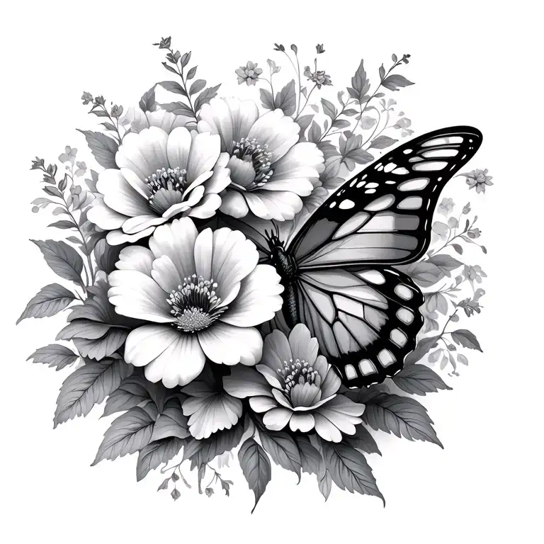 Flowers And Butterflies Top Right And Bottom Left Side Same Thing