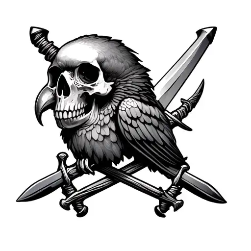 Parrot Skull Jolly Roger With Crossed Swords
