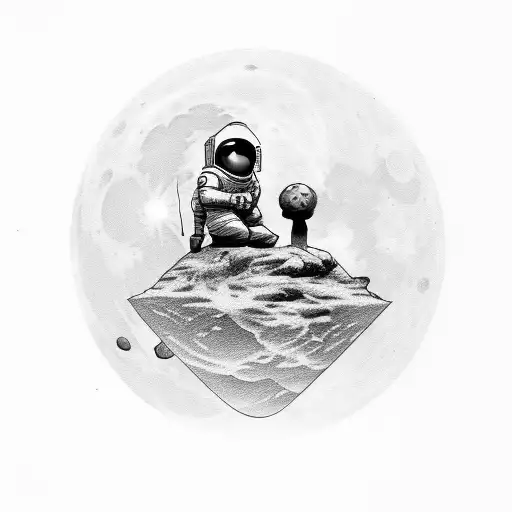 Man Sitting On The Moon Simple