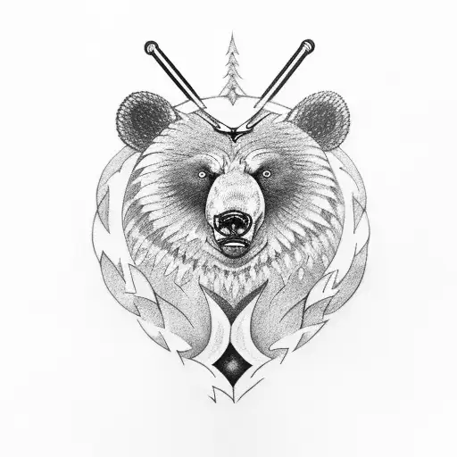 A Norse-inspired Bear Memorial In Black-grey Style