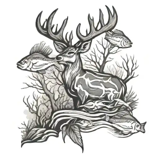 Deer Fish Trees