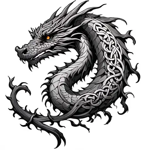 Celtic Dragon Wrapped With Vines