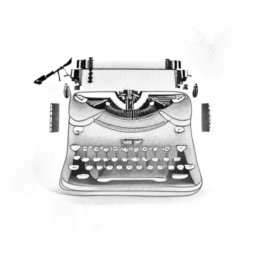 A Typewriter With Flying Love Letters