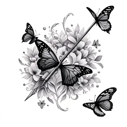 Arrow With Butterflies Around It