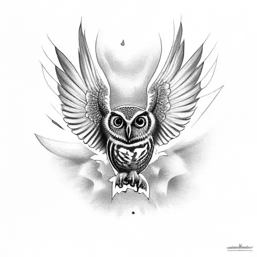 Morepork Owl With Wings Up For Placement In Shin