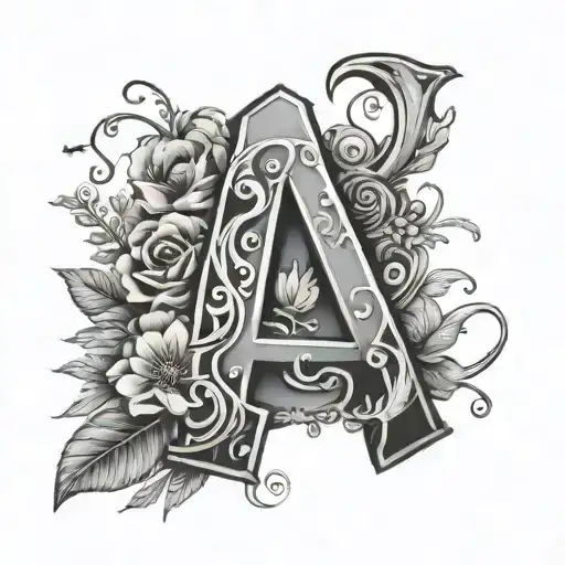 Letter A With Flowers And Twigs Bracelet