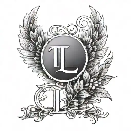 Laurel Wreath With Roman Wings With Two Letters L Inside