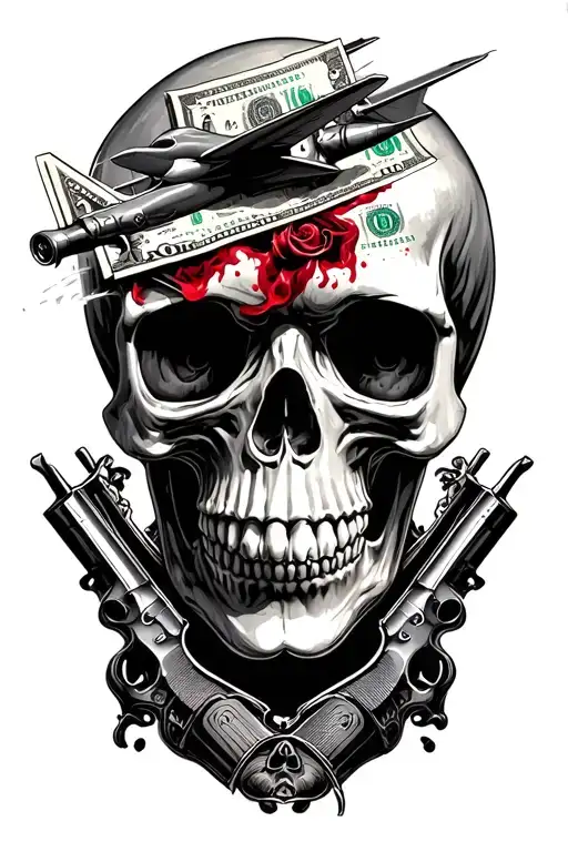Skulls Smoke Guns Planes Blood Pain Money