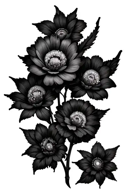 Spider Web And 3 Flowers Around It