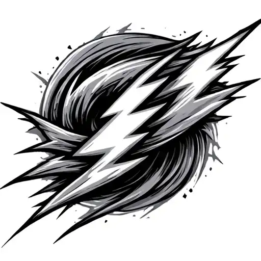 Line Wave With Lightning Bolt Striking